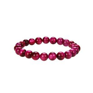Fuchsia Tiger Eye Gemstone Beads Stretch Bracelet